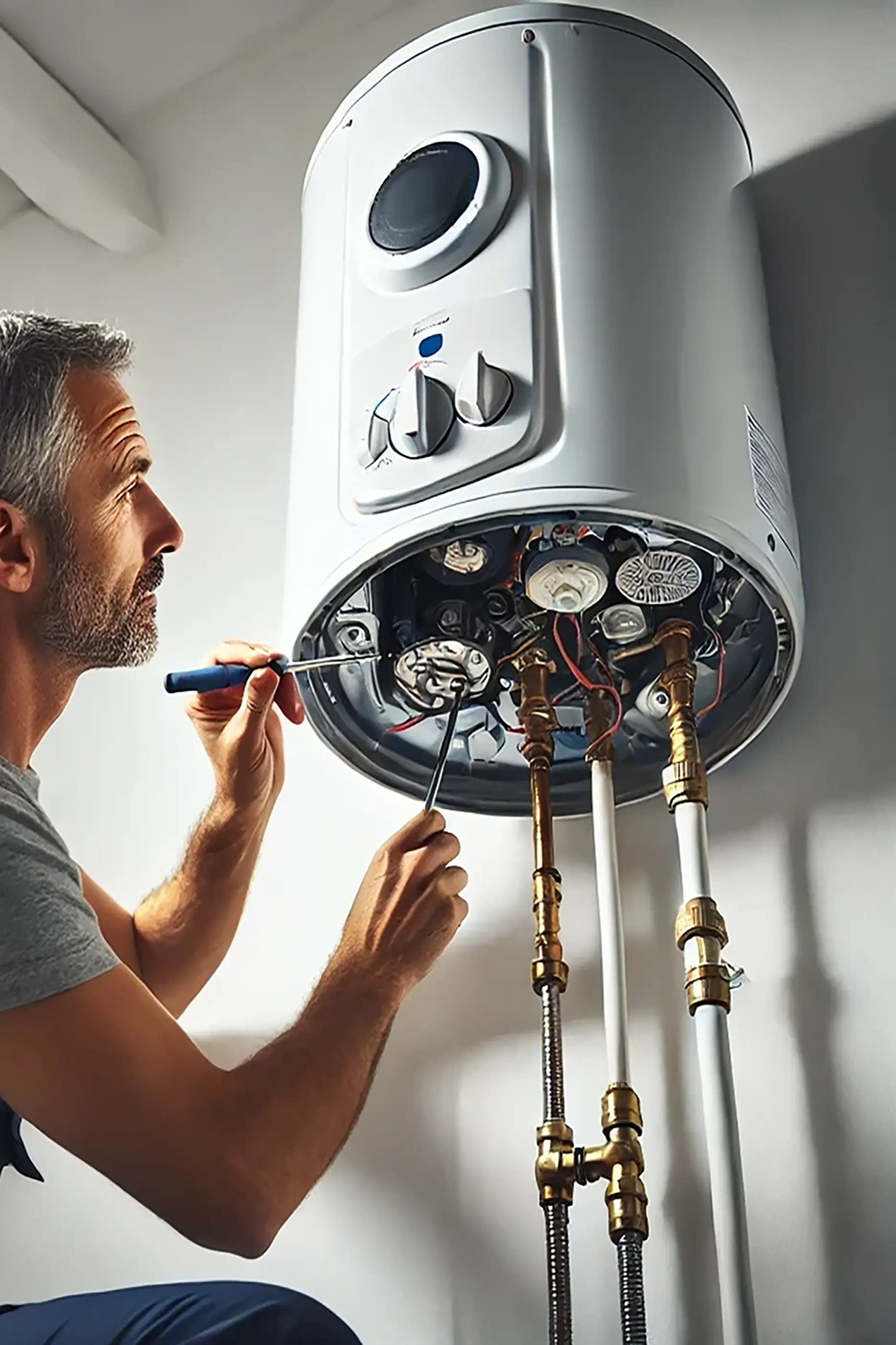 Technicain fix electric tank water heater