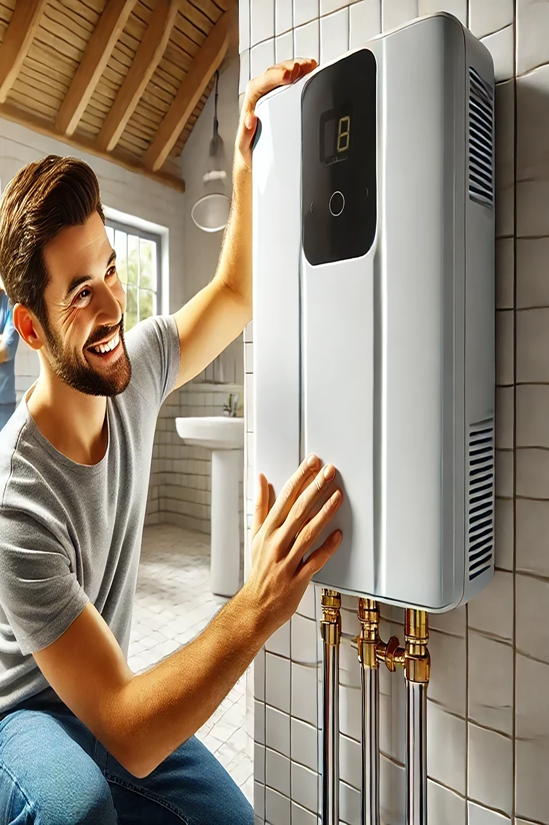 technicain install water heater